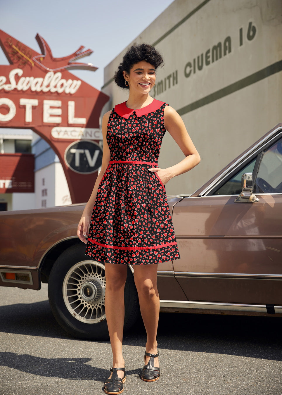 Hearts Collared Dress, view 2 — Soul Flow Apparel