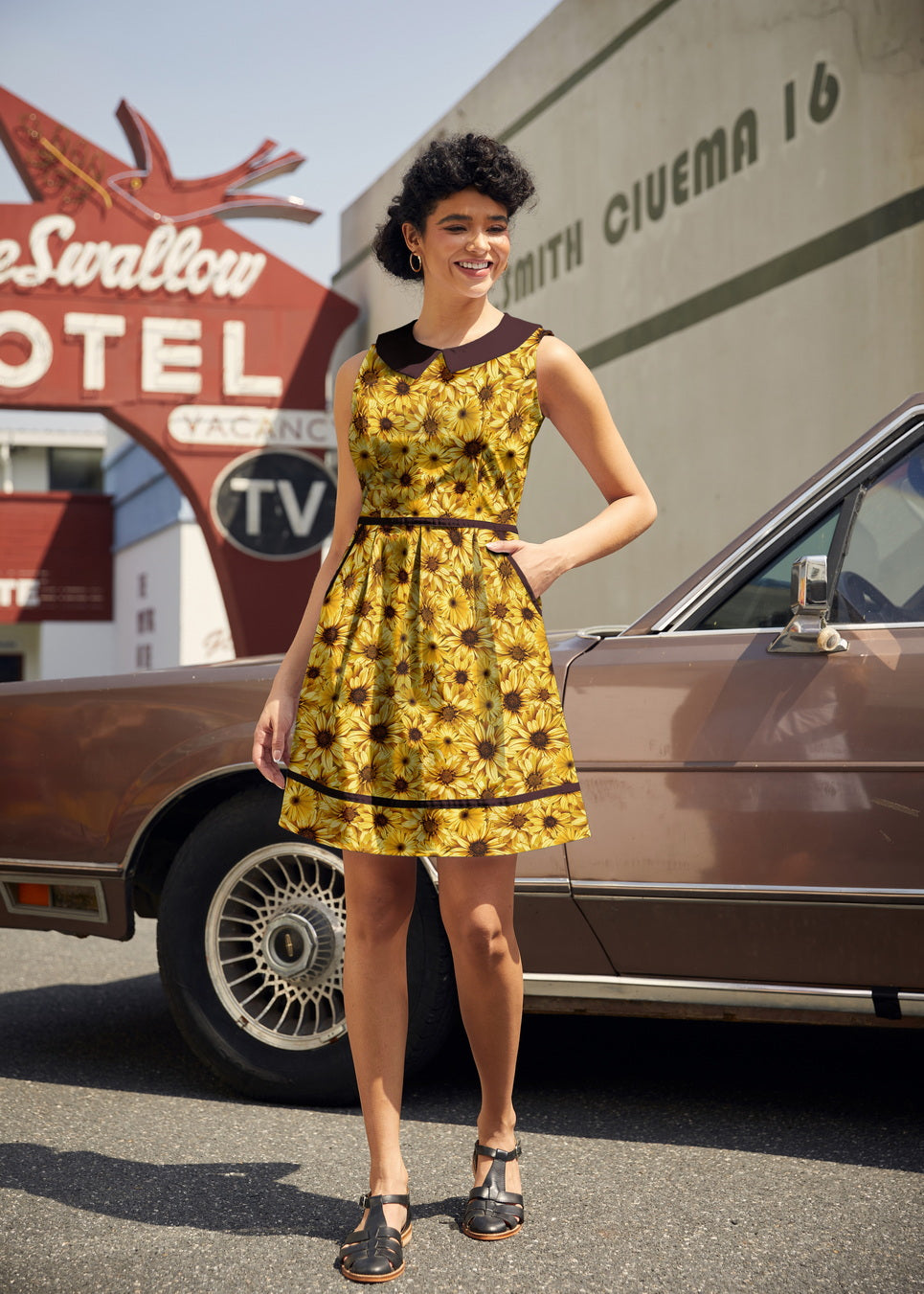 Sunflower Collared Dress, view 1 — Soul Flow Apparel