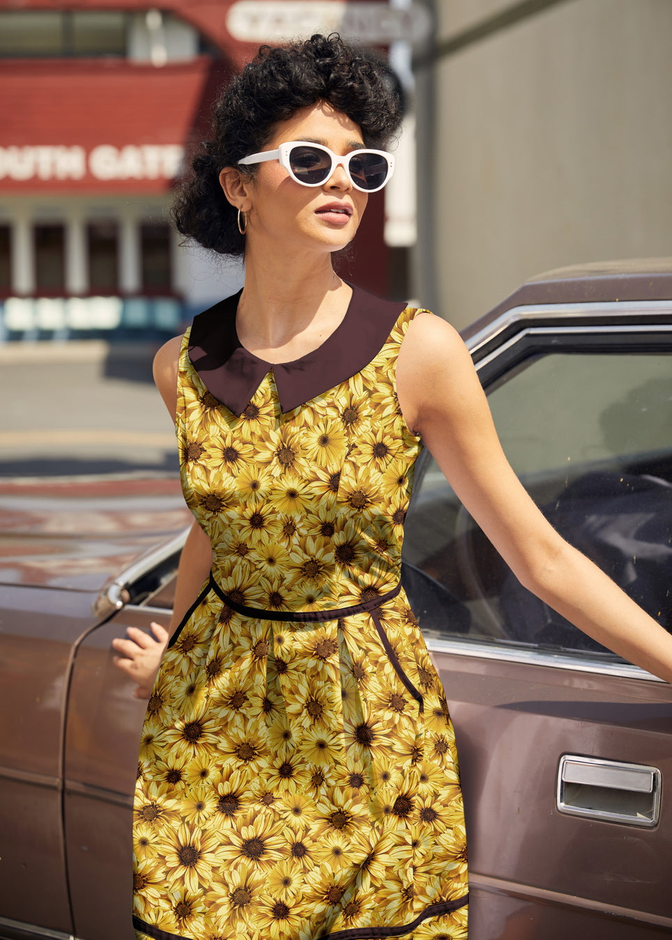 Sunflower Collared Dress, view 2 — Soul Flow Apparel