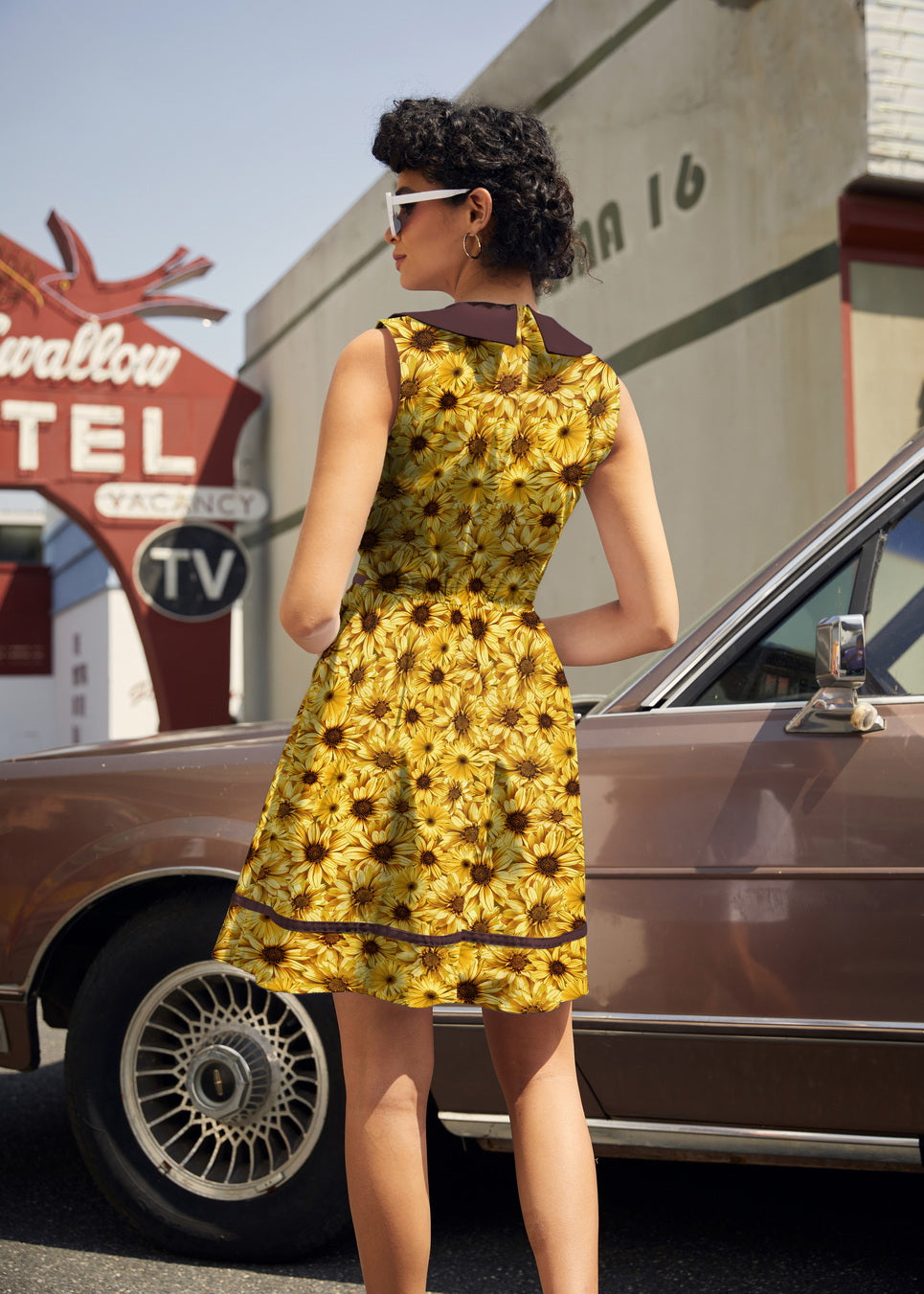 Sunflower Collared Dress, view 3 — Soul Flow Apparel
