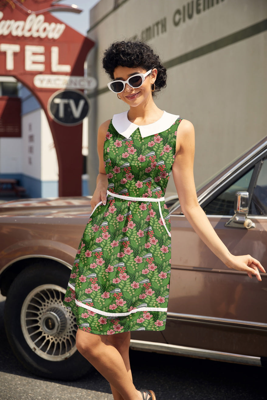 Flowers Collared Dress, view 1 — Soul Flow Apparel