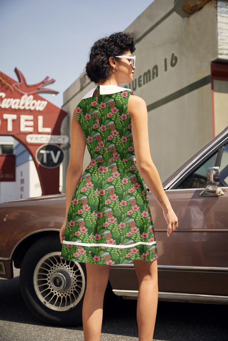 Flowers Collared Dress, view 3 — Soul Flow Apparel