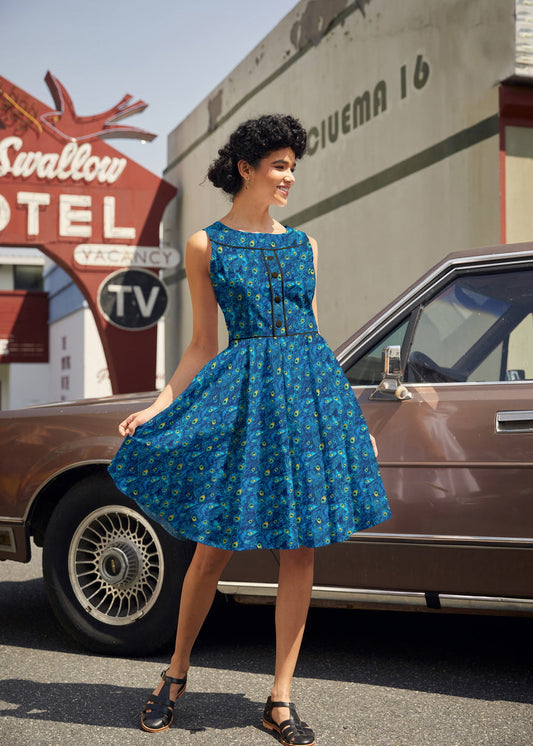 Elizabeth Dress in Peacock, view 1 — Soul Flow Apparel