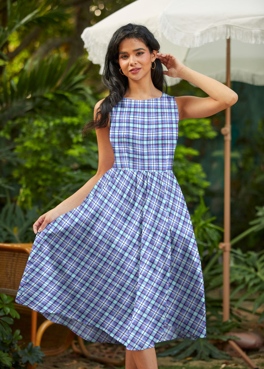 Plaid Midi Dress, view 1 — Soul Flow Apparel