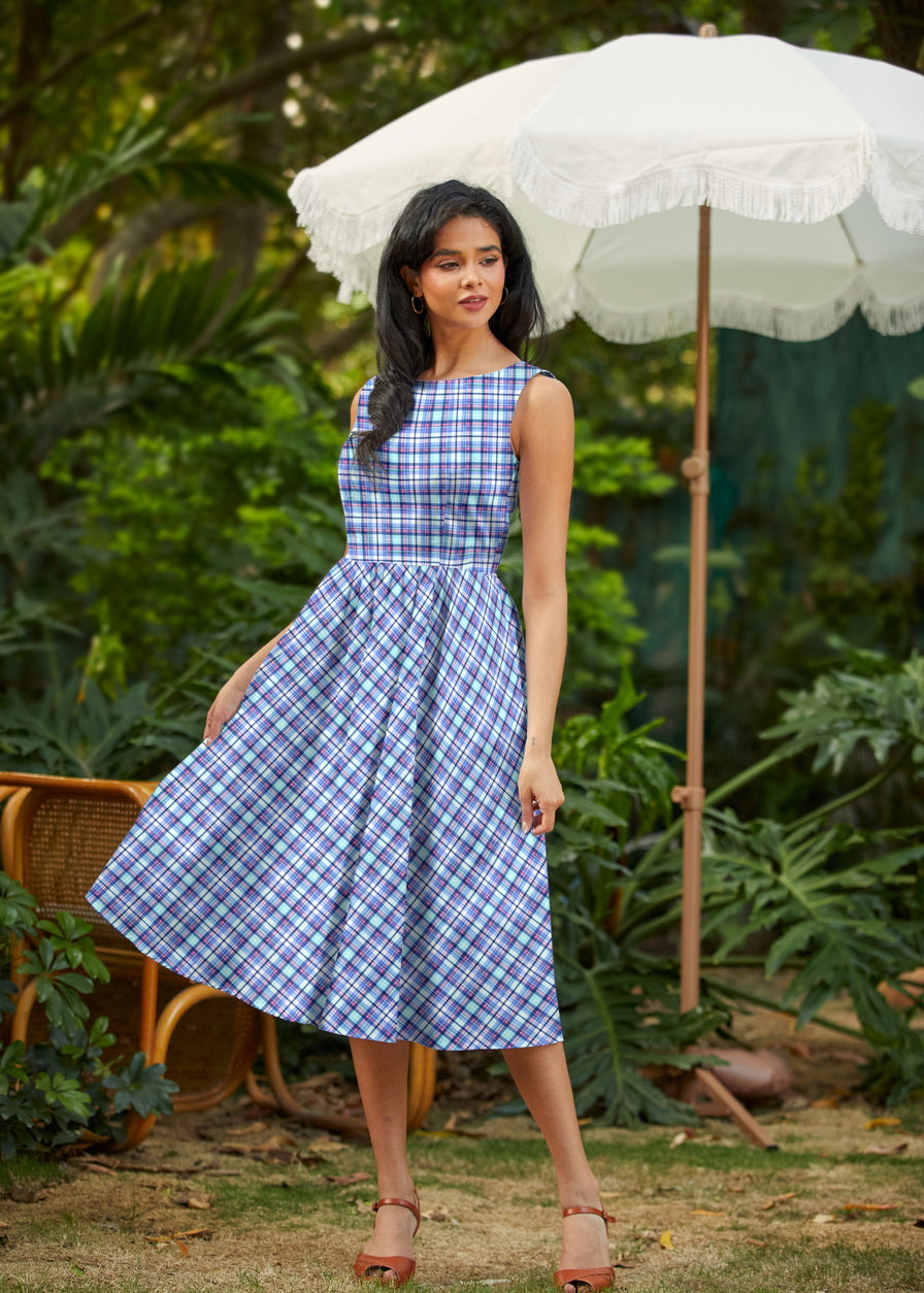 Plaid Midi Dress, view 2 — Soul Flow Apparel