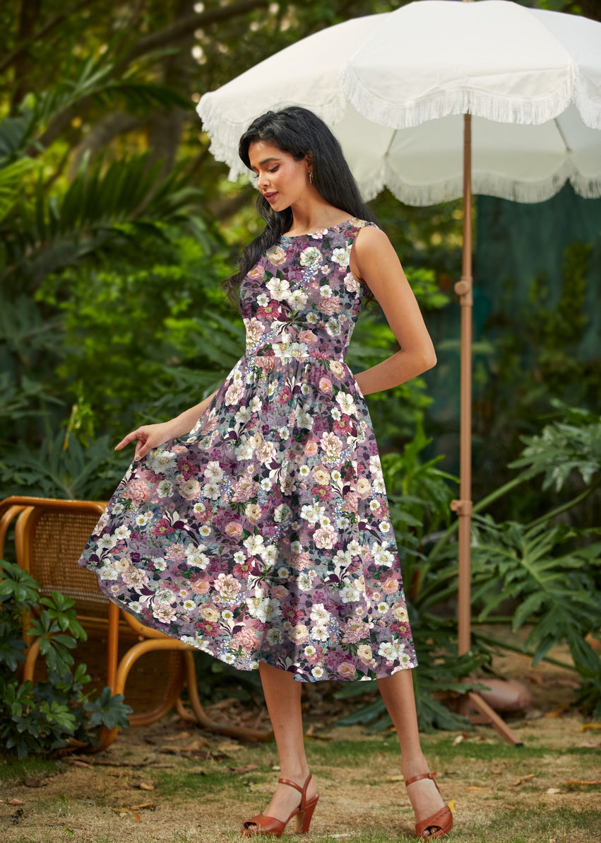 Floral Midi Dress, view 2 — Soul Flow Apparel