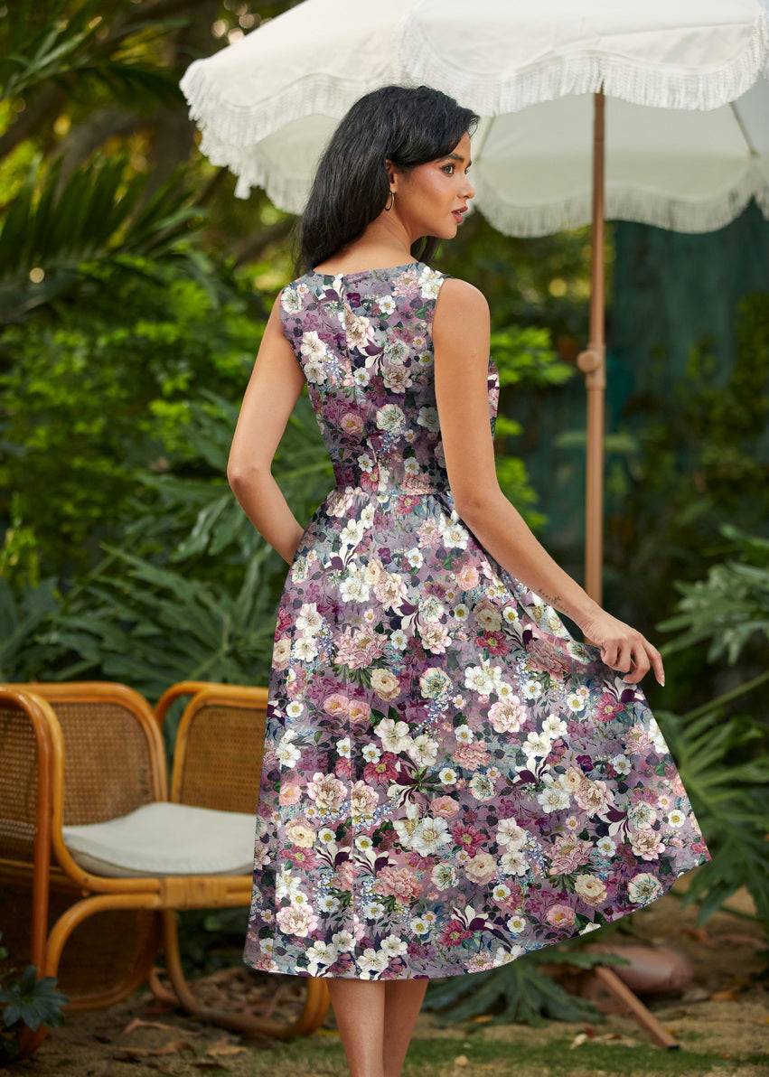 Floral Midi Dress, view 3 — Soul Flow Apparel