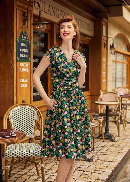 Floral Greta Dress, view 1 — Soul Flow Apparel