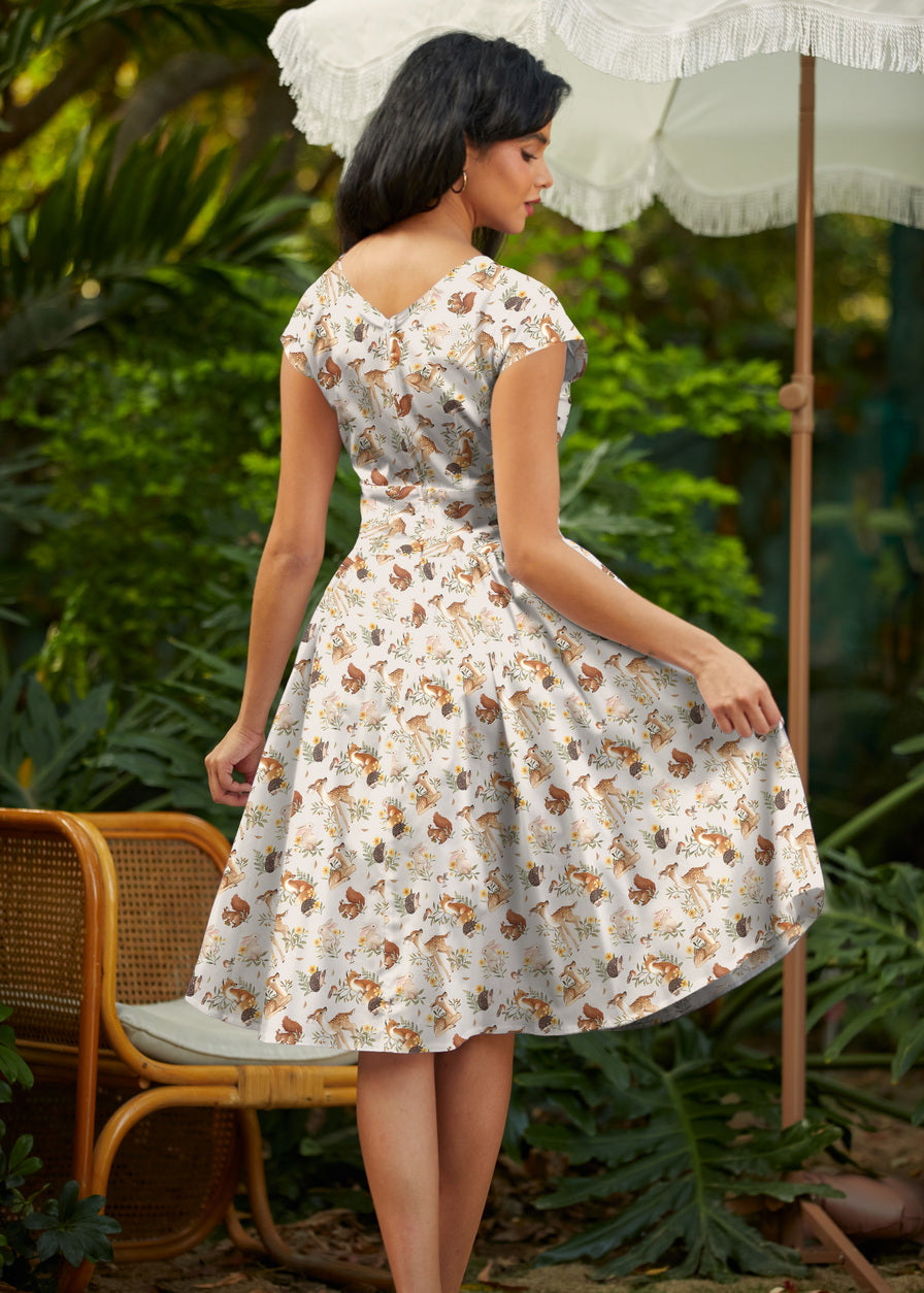 Woodland Animals Greta Dress, view 3 — Soul Flow Apparel