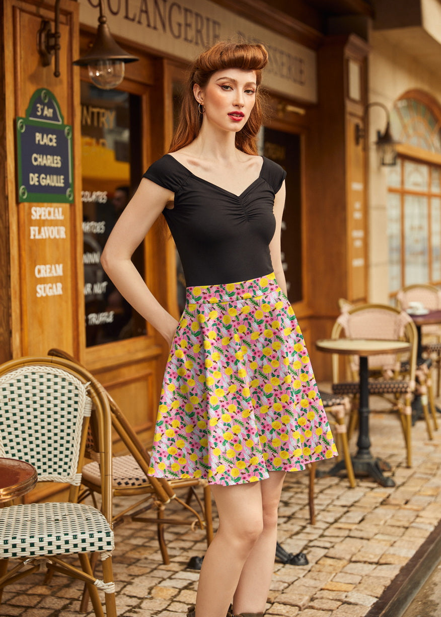 Bees & Dandelions Skater Skirt, view 1 — Soul Flow Apparel