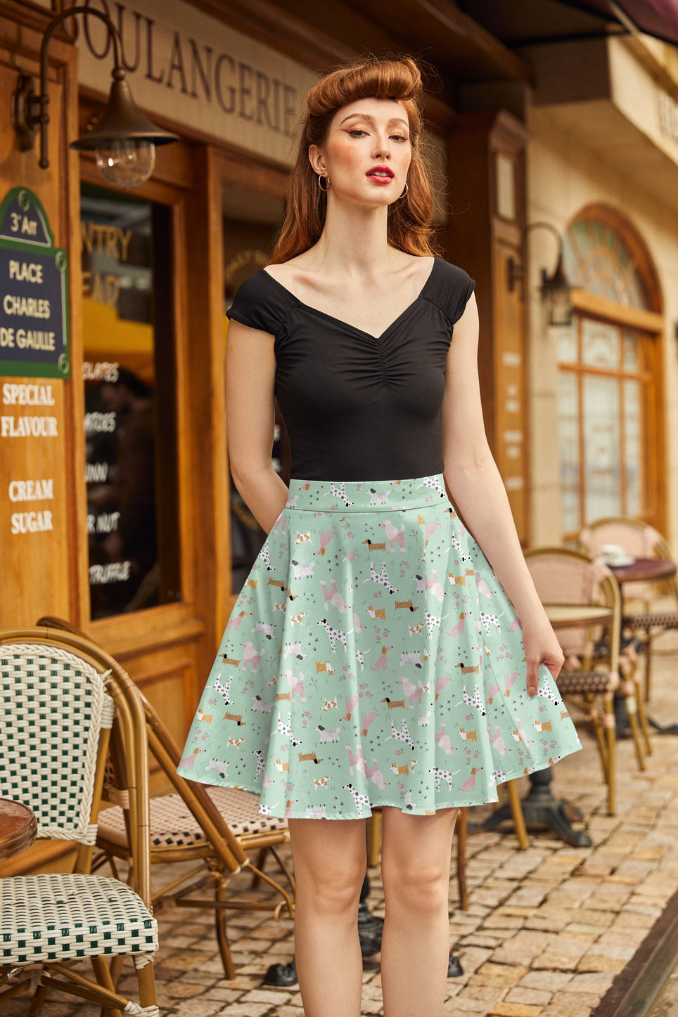 Dogs Skater Skirt, view 1 — Soul Flow Apparel