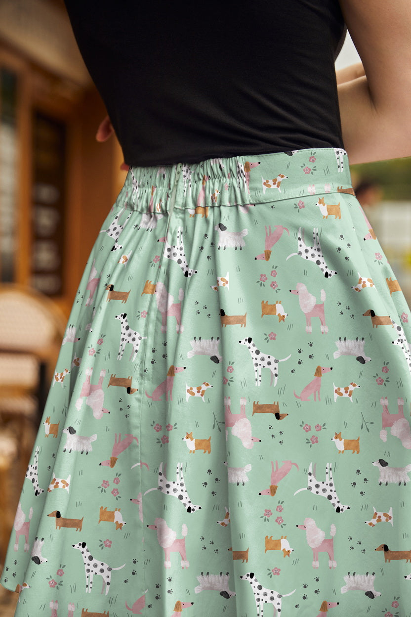 Dogs Skater Skirt, view 3 — Soul Flow Apparel