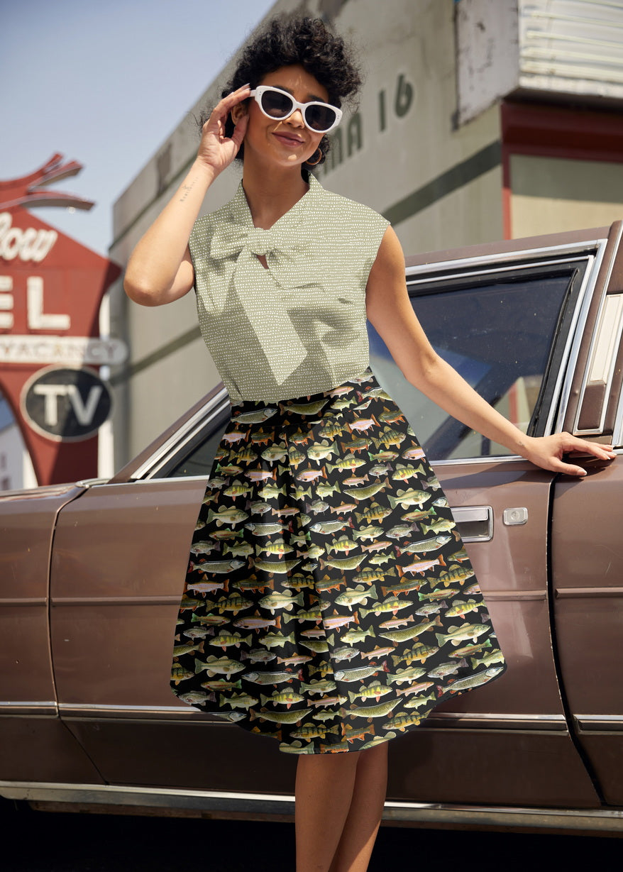 Fish A-Line Skirt, view 2 — Soul Flow Apparel
