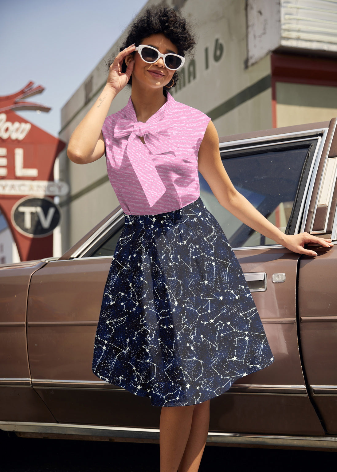 Pink Dot Bow Top, view 1 — Soul Flow Apparel