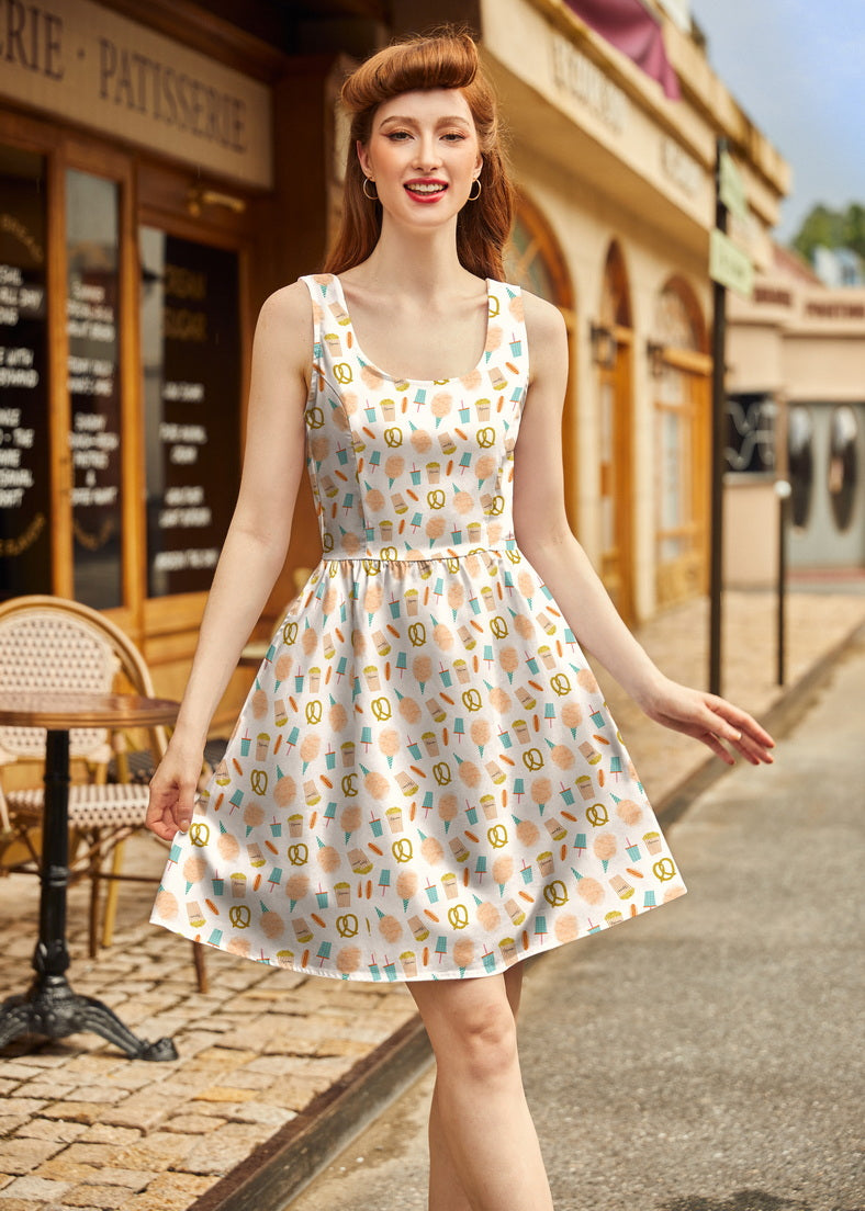 Snacks Shorter Length Fit & Flare Dress, view 1 — Soul Flow Apparel