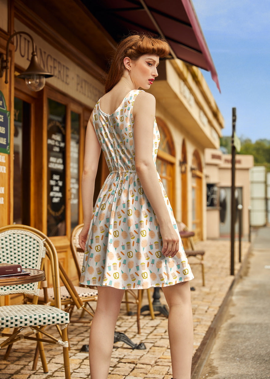 Snacks Shorter Length Fit & Flare Dress, view 3 — Soul Flow Apparel