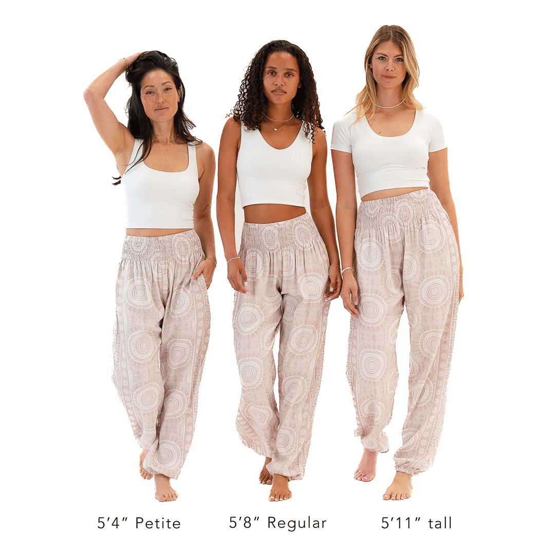 Sahara Harem Pants in sizeinfographic, view 6 — Soul Flow Apparel