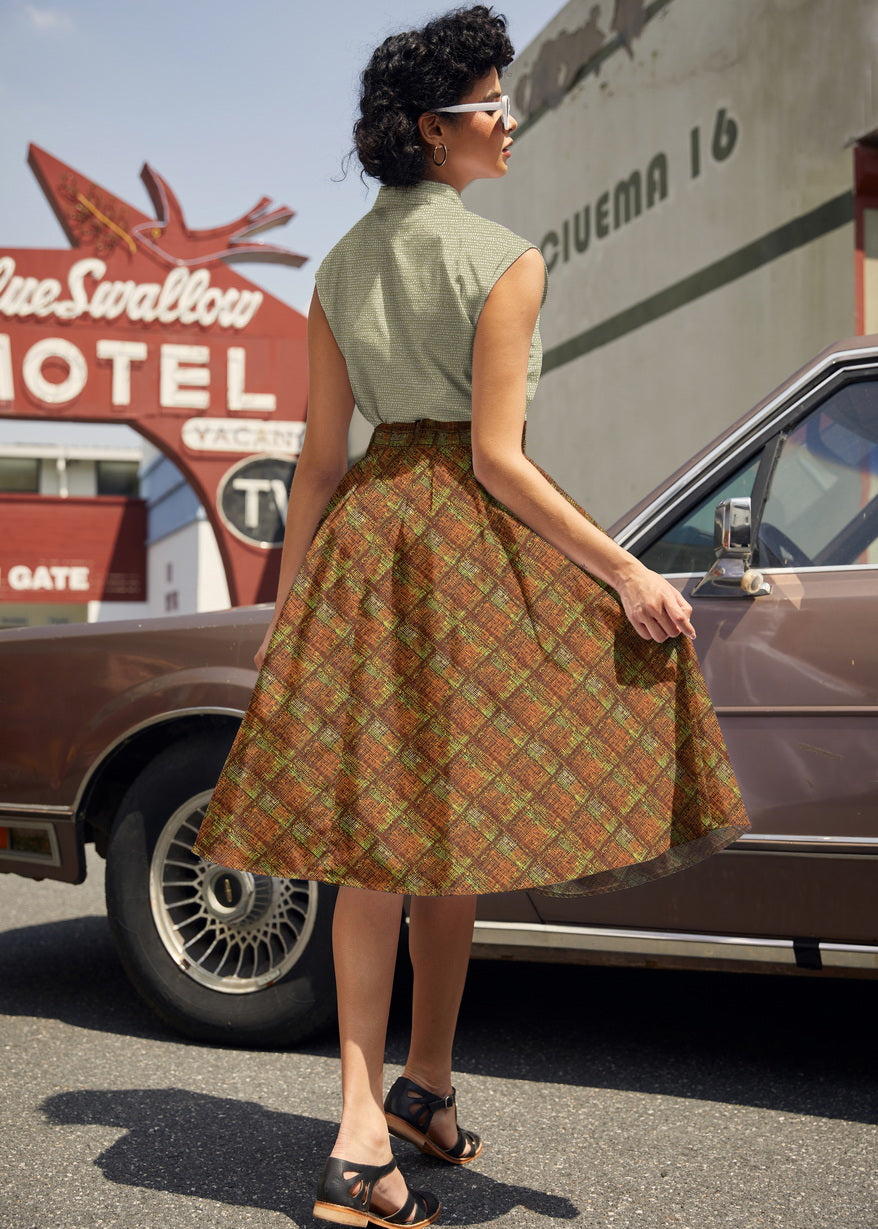 Rust Plaid Doris Skirt, view 1 — Soul Flow Apparel