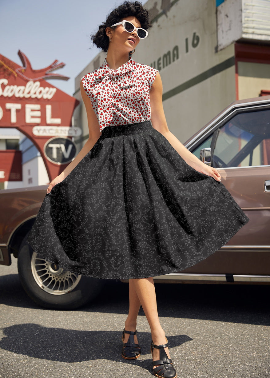 Music Notes Doris Skirt, view 1 — Soul Flow Apparel