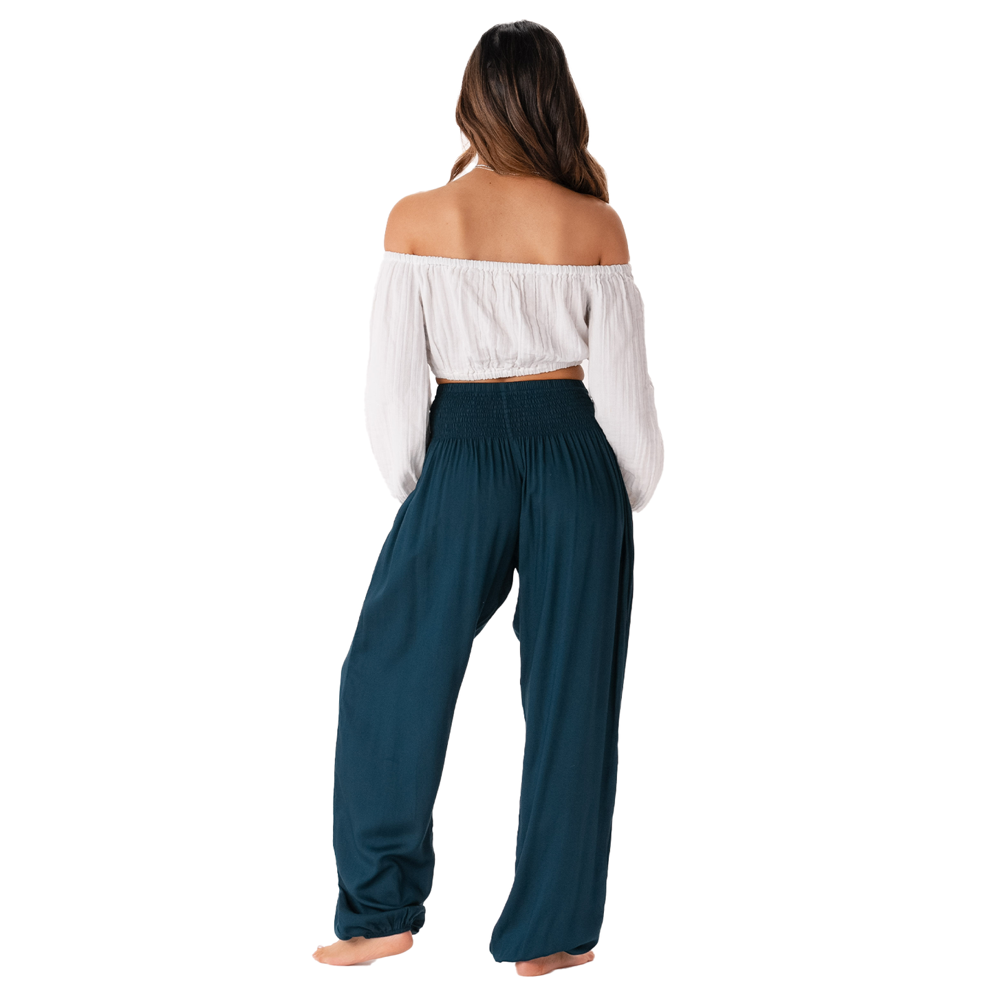 Deep Teal Harem Pants, view 3 — Soul Flow Apparel