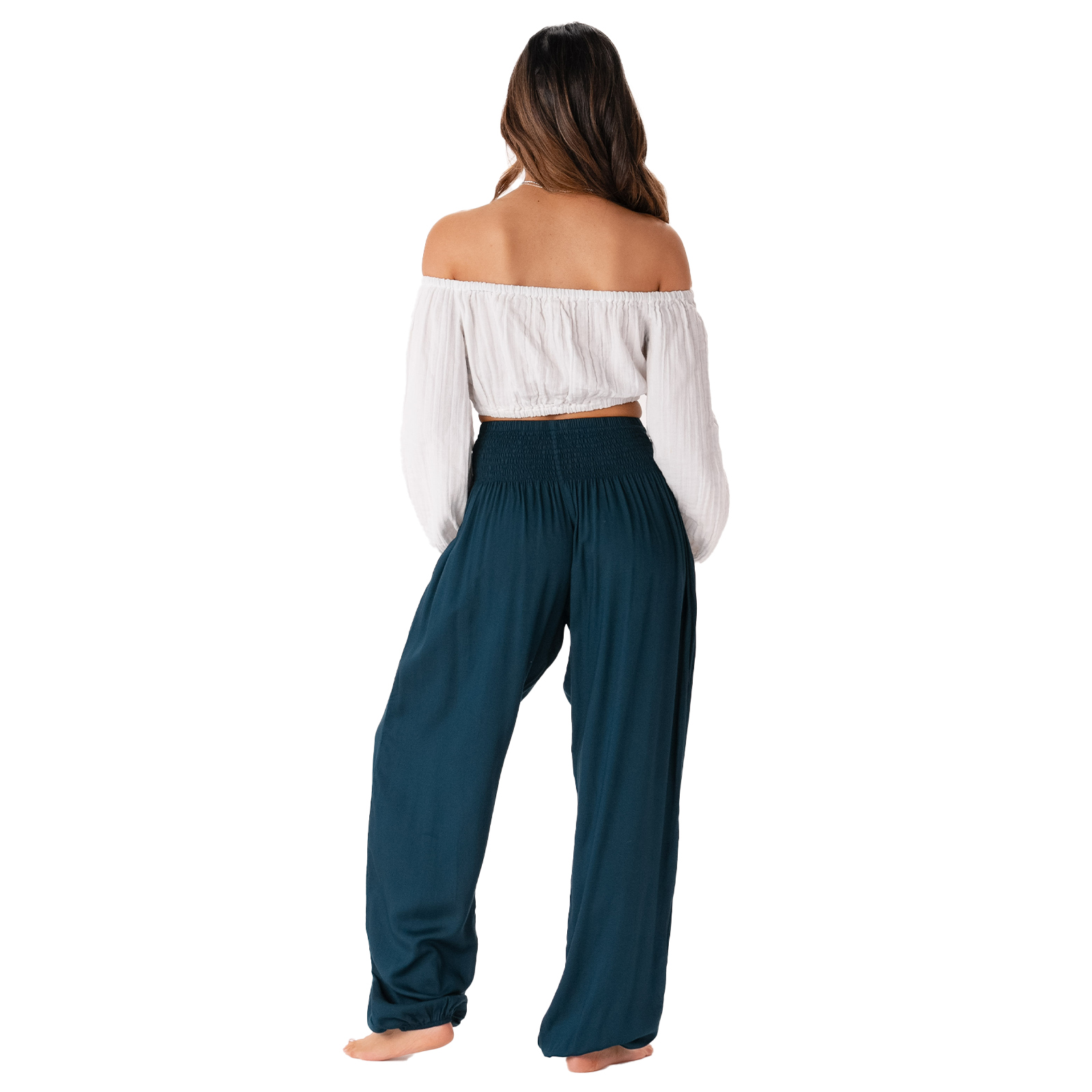 Deep Teal Harem Pants, view 3 — Soul Flow Apparel