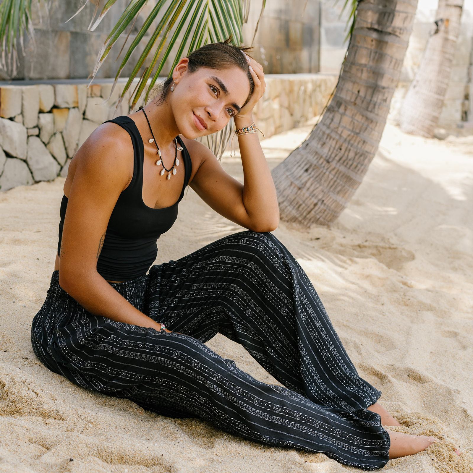 Akha Tribal Print Harem Pants, view 10 — Soul Flow Apparel