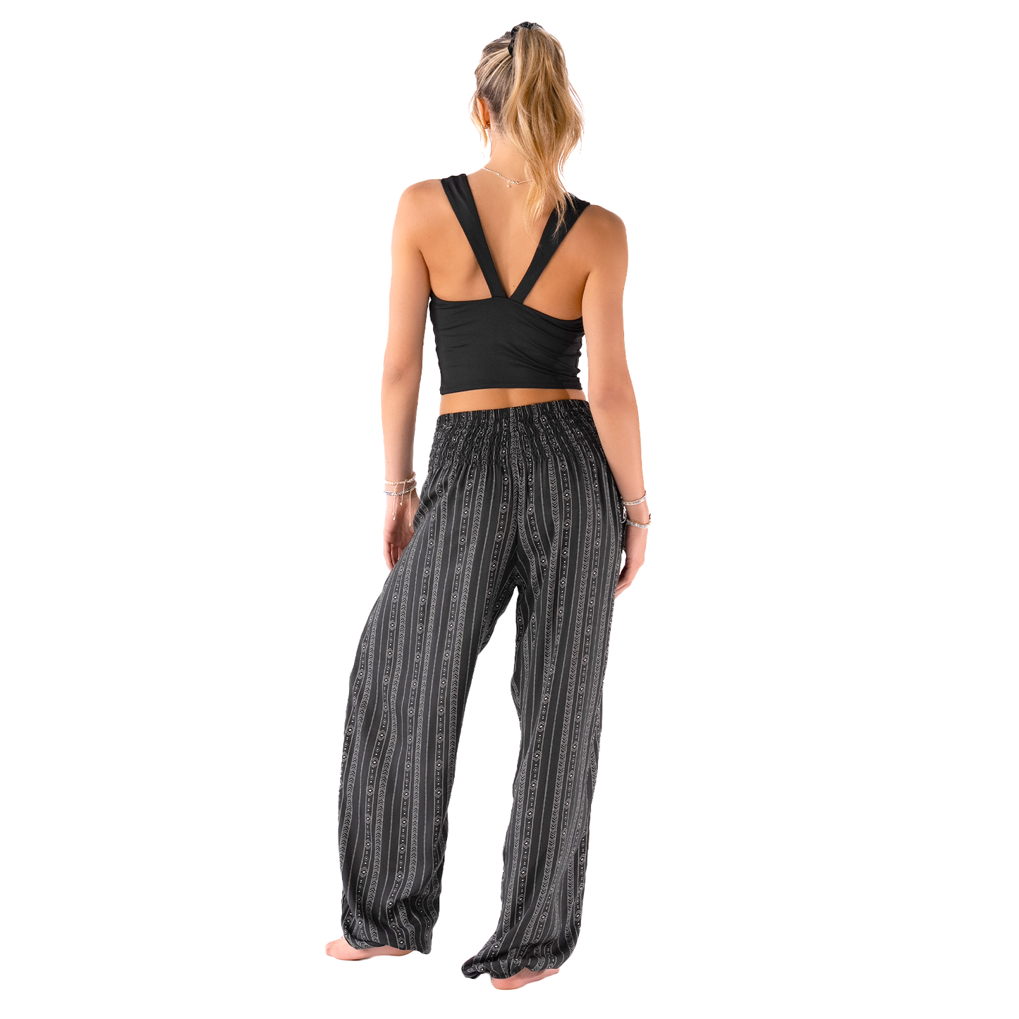 Akha Tribal Print Harem Pants, view 3 — Soul Flow Apparel