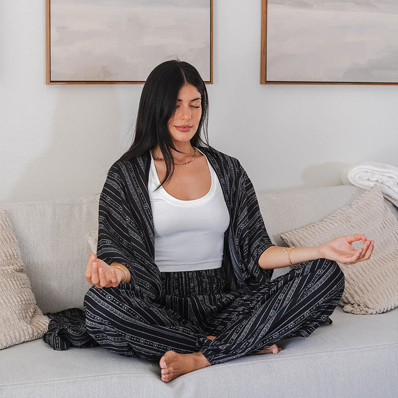 Akha Tribal Print Lounge Set, view 6 — Soul Flow Apparel