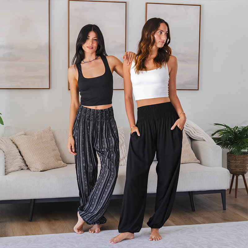 Akha Tribal Print Harem Pants, view 4 — Soul Flow Apparel