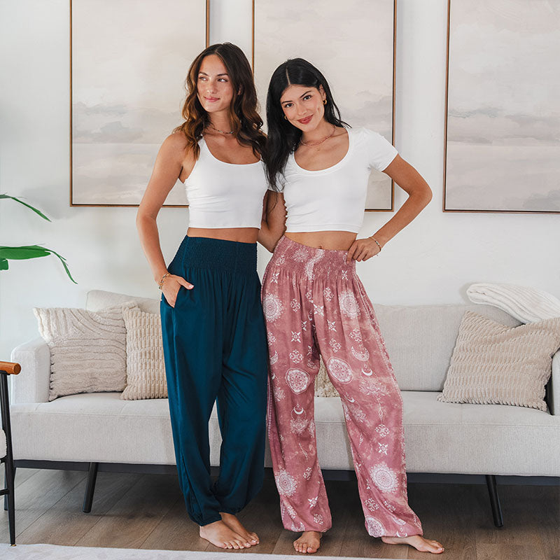 Deep Teal Harem Pants, view 3 — Soul Flow Apparel