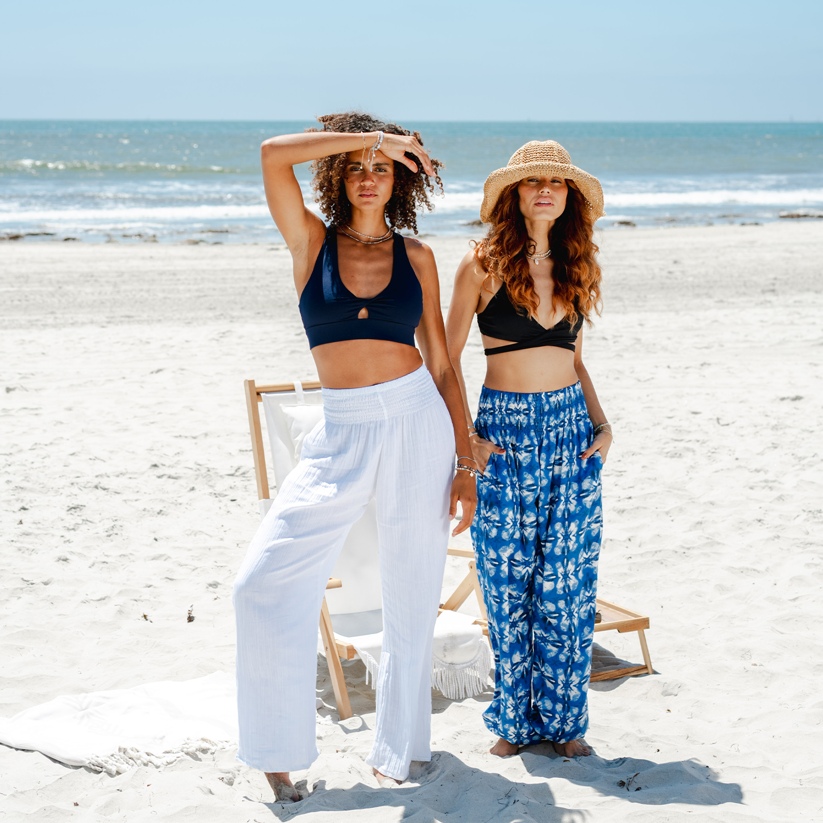 White Wide Leg Beach Cotton Pants, view 9 — Soul Flow Apparel