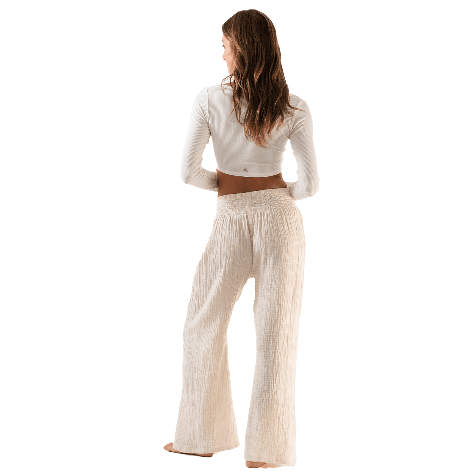 Cream Wide Leg Cotton Pants, view 4 — Soul Flow Apparel