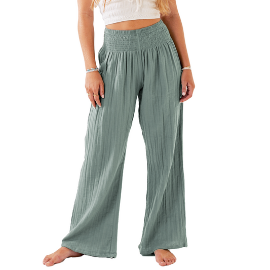 Sage Wide Leg Cotton Pants, view 40 — Soul Flow Apparel