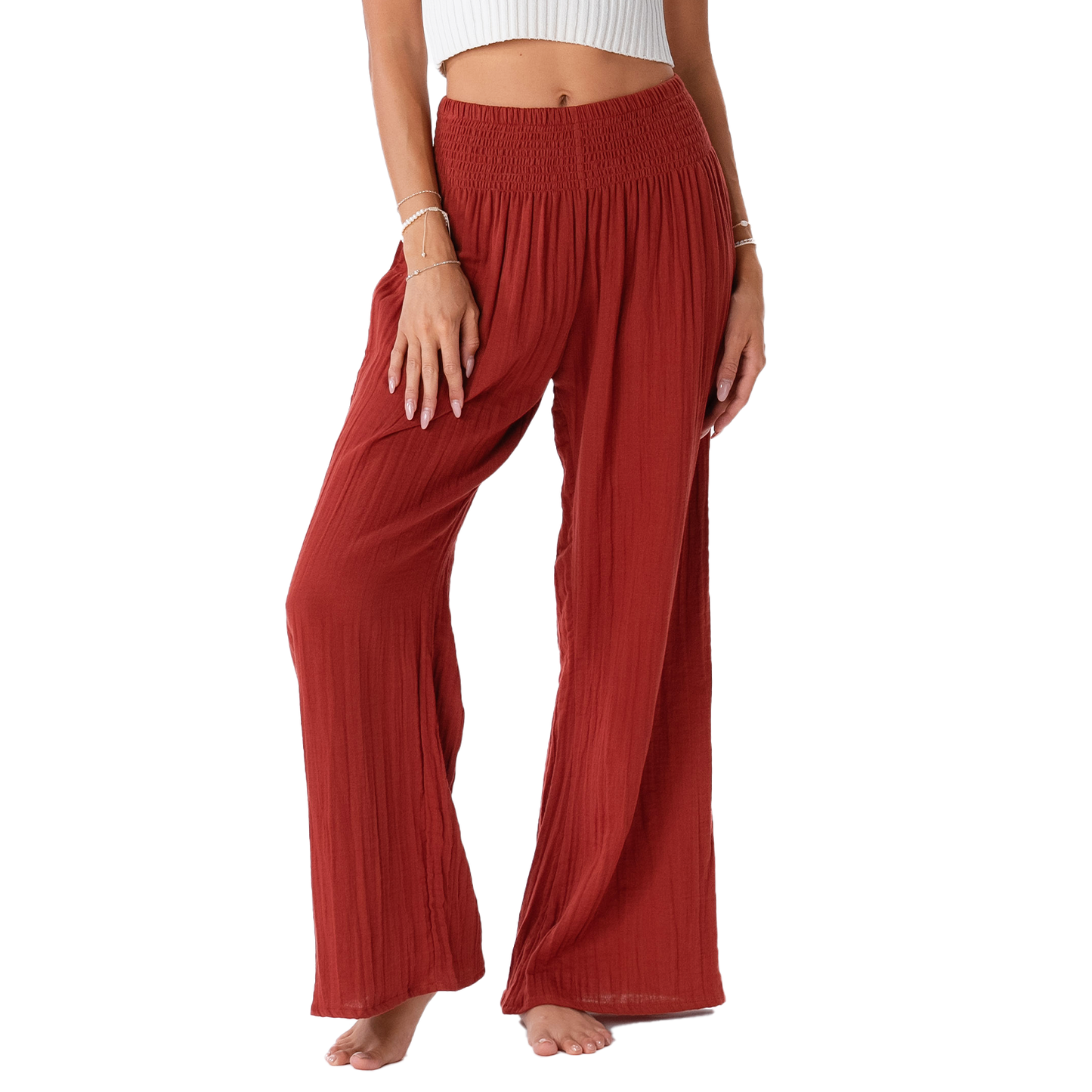 Seaside Spice Wide Leg Cotton Pants, view 1 — Soul Flow Apparel