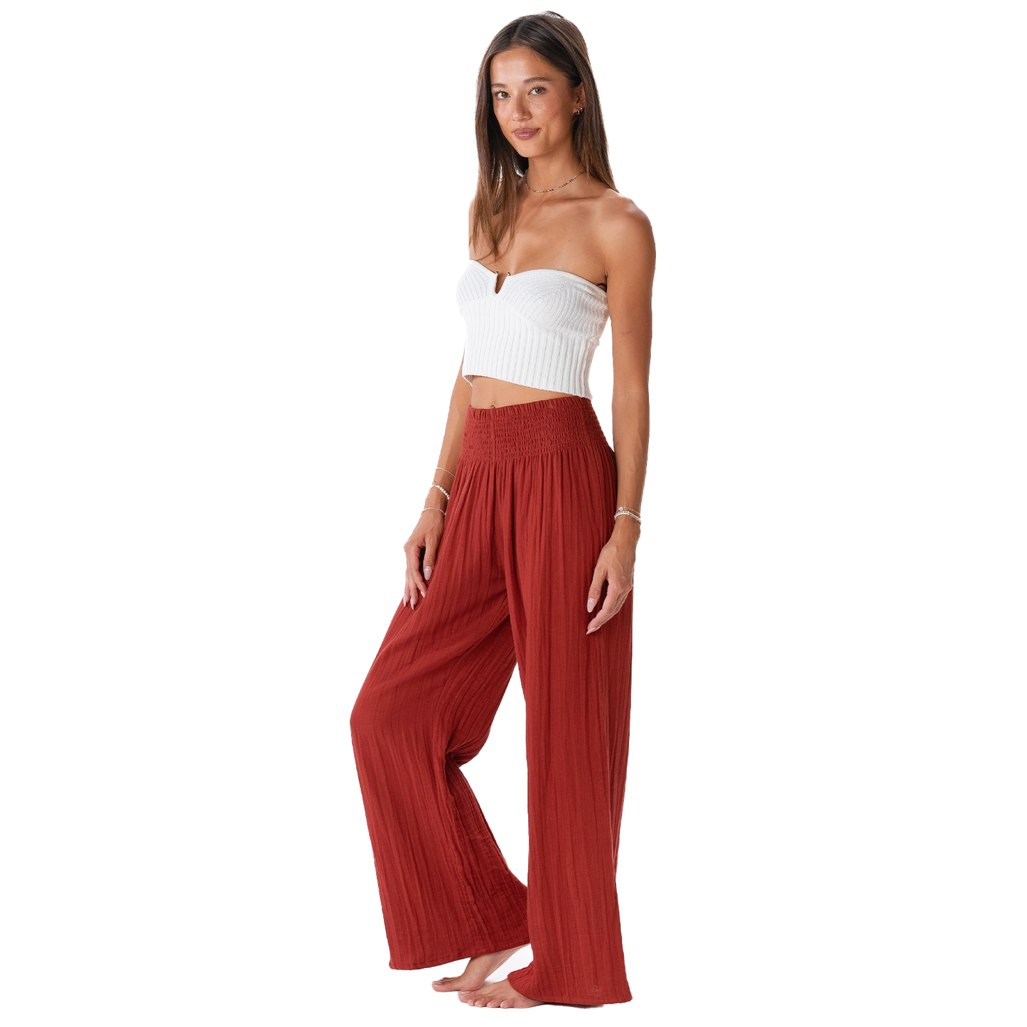 Seaside Spice Wide Leg Cotton Pants, view 2 — Soul Flow Apparel
