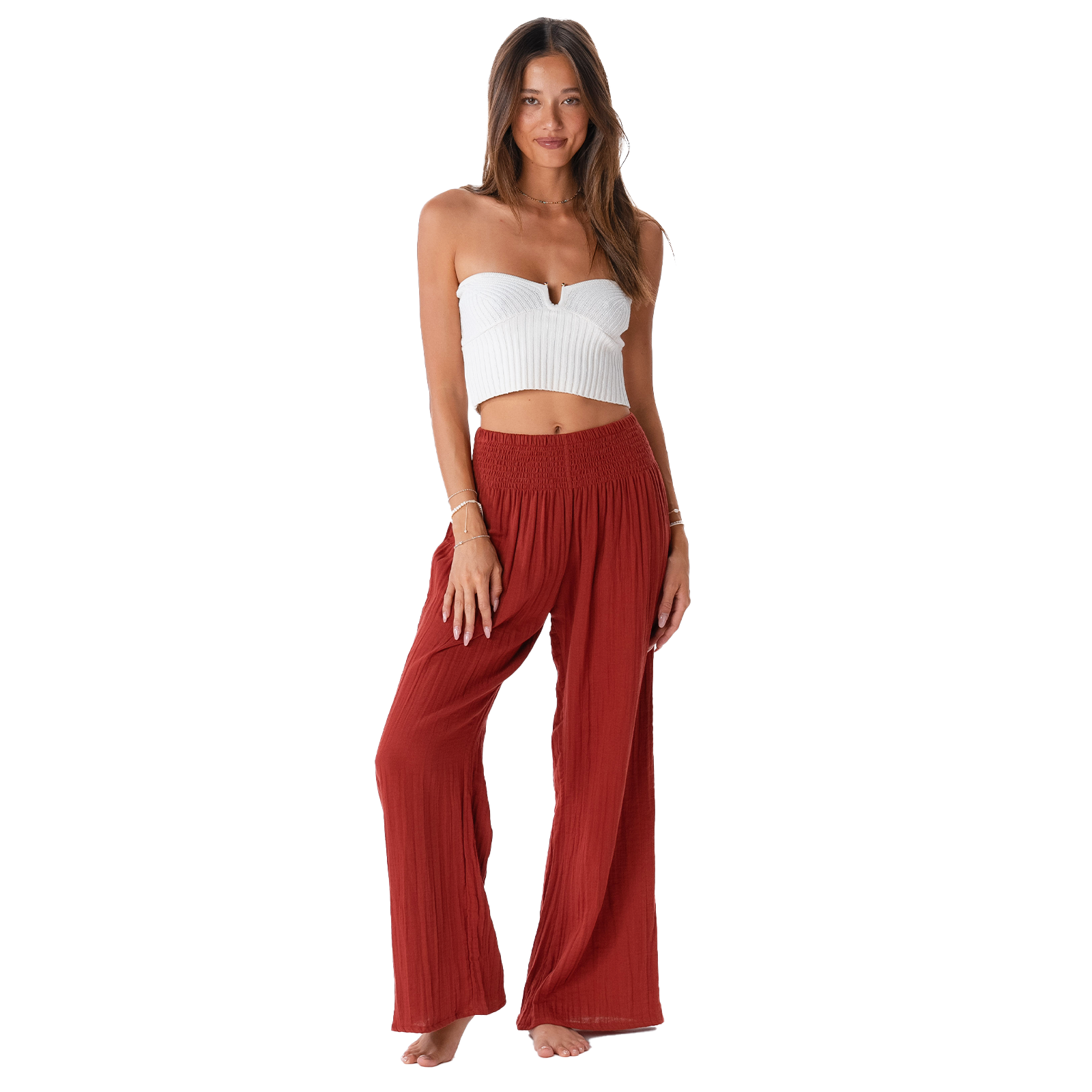 Seaside Spice Wide Leg Cotton Pants, view 4 — Soul Flow Apparel