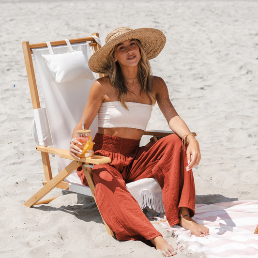 Seaside Spice Wide Leg Cotton Pants, view 7 — Soul Flow Apparel