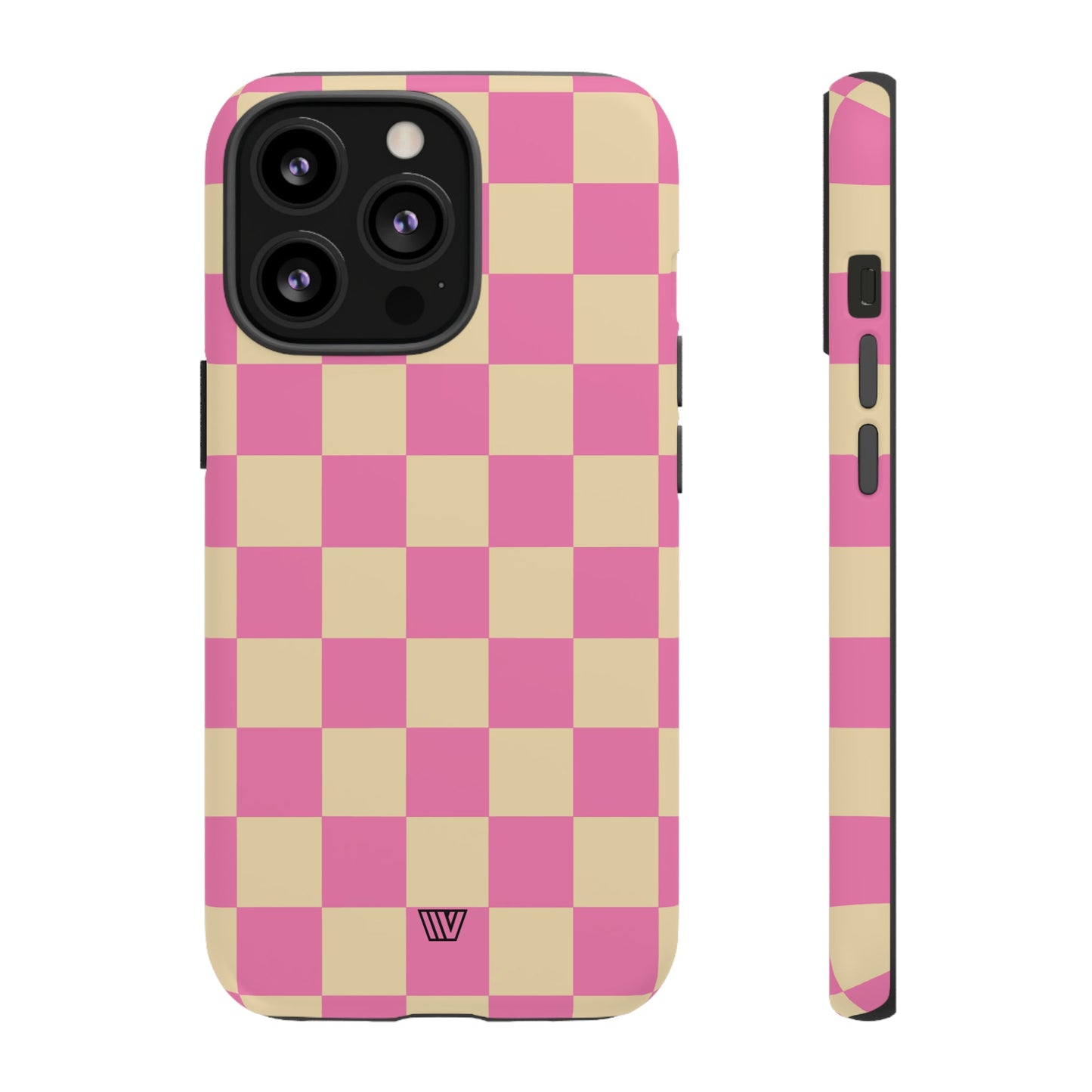 Pink Tan Checkerboard | Tough Phone Case, view 2048 — Soul Flow Apparel
