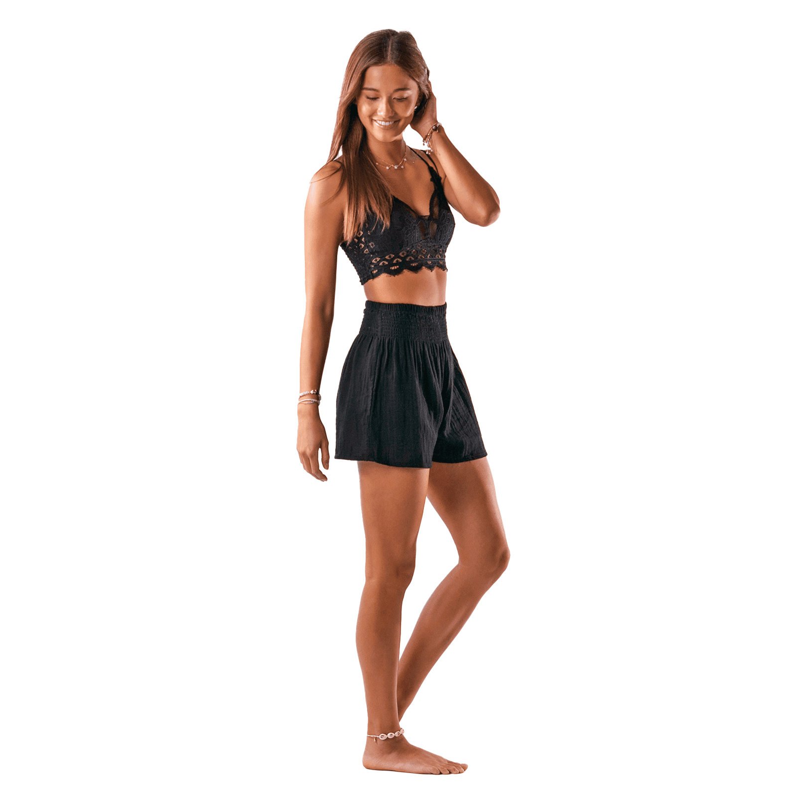 Black Cotton Shorts, view 3 — Soul Flow Apparel