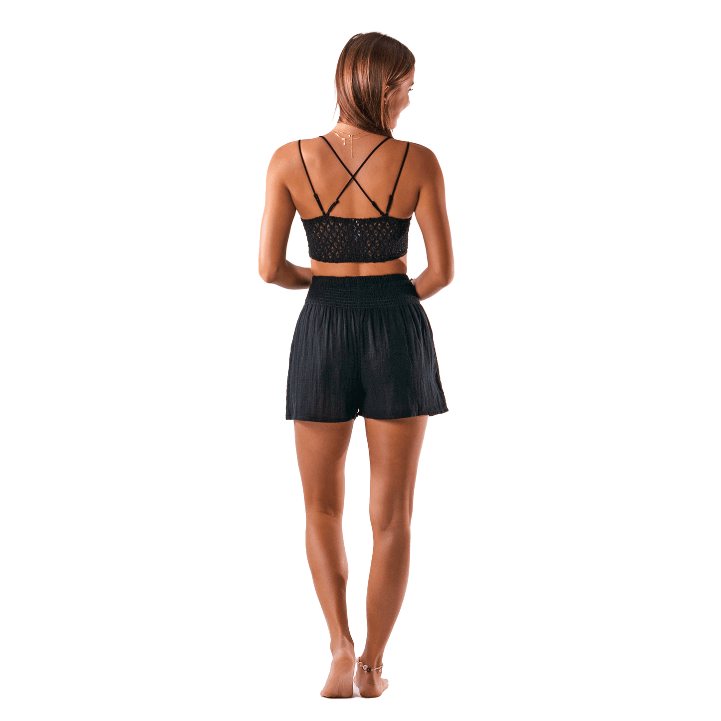 Black Cotton Shorts, view 4 — Soul Flow Apparel