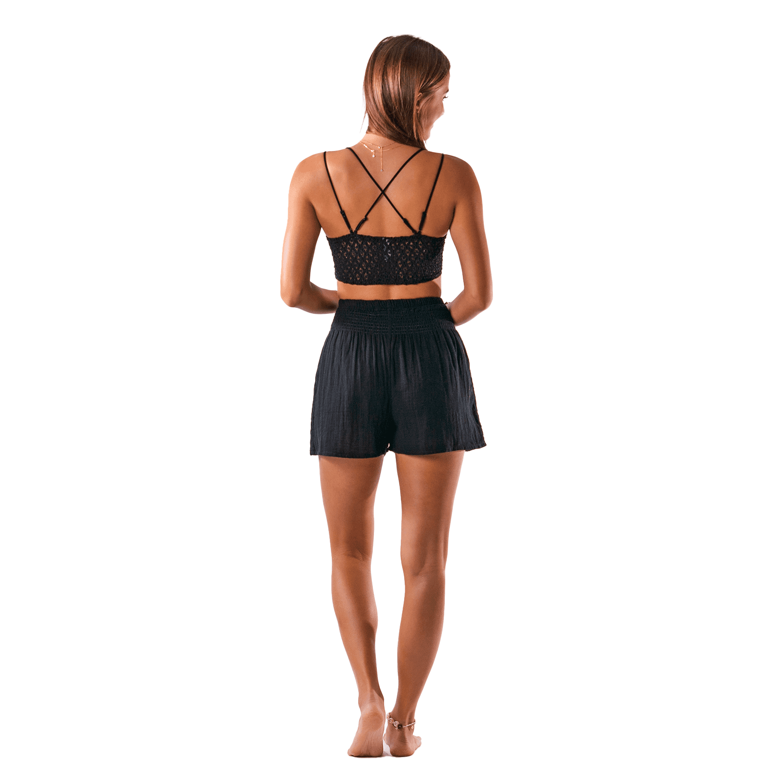 Black Cotton Shorts, view 4 — Soul Flow Apparel