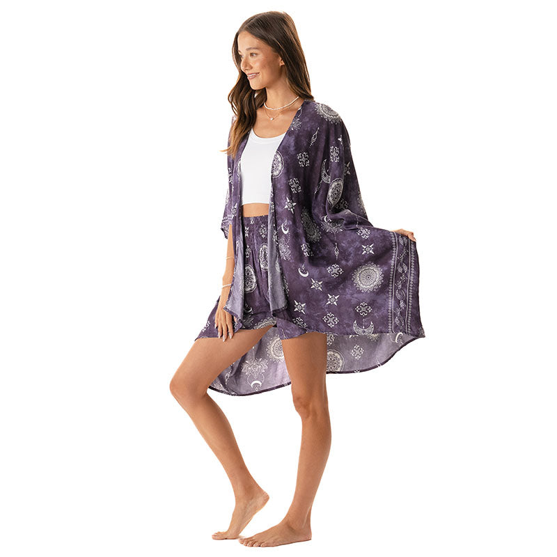 Kimono Beach Cover Up with Flowy Fabric Thai Handcrafted, view 2 — Soul Flow Apparel
