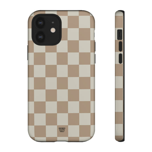 Neutral Checkerboard | Tough Phone Case, view 2048 — Soul Flow Apparel