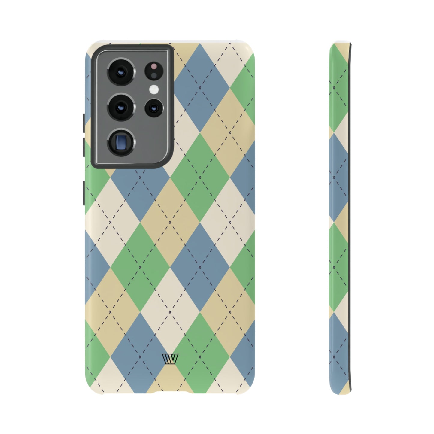 Green Blue Beige Argyle | Tough Phone Case, view 2048 — Soul Flow Apparel