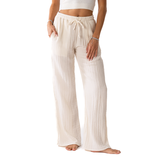 Cream Cotton Cabana Pants, view 1 — Soul Flow Apparel