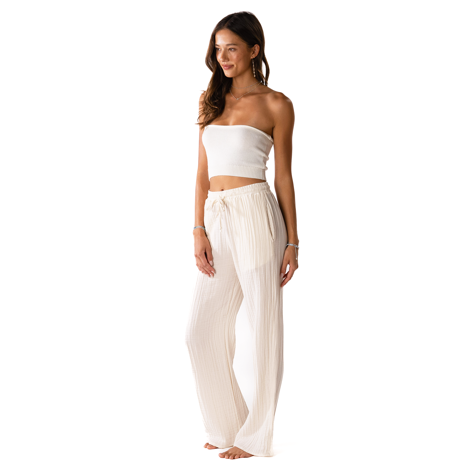 Cream Cotton Cabana Pants, view 2 — Soul Flow Apparel