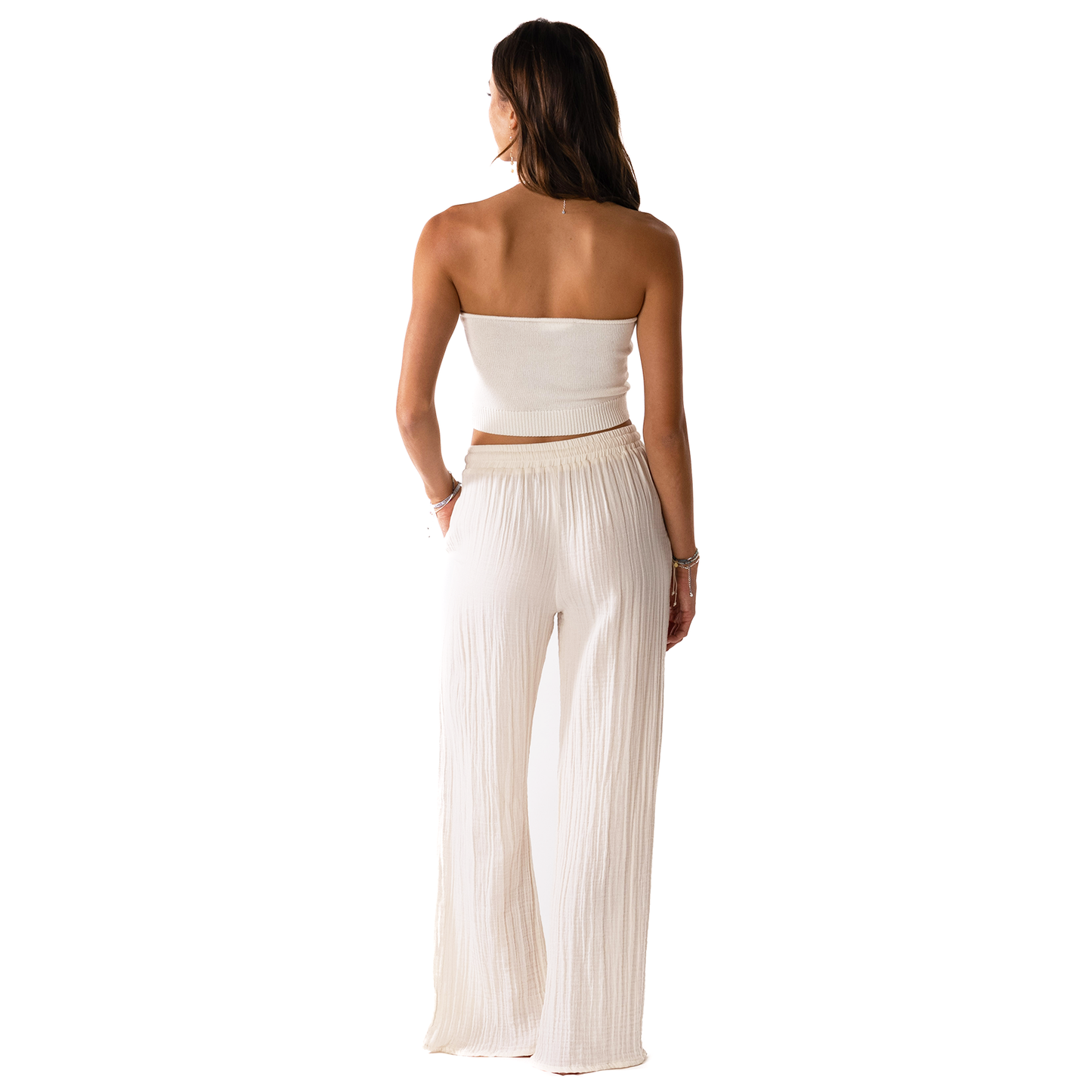 Cream Cotton Cabana Pants, view 3 — Soul Flow Apparel