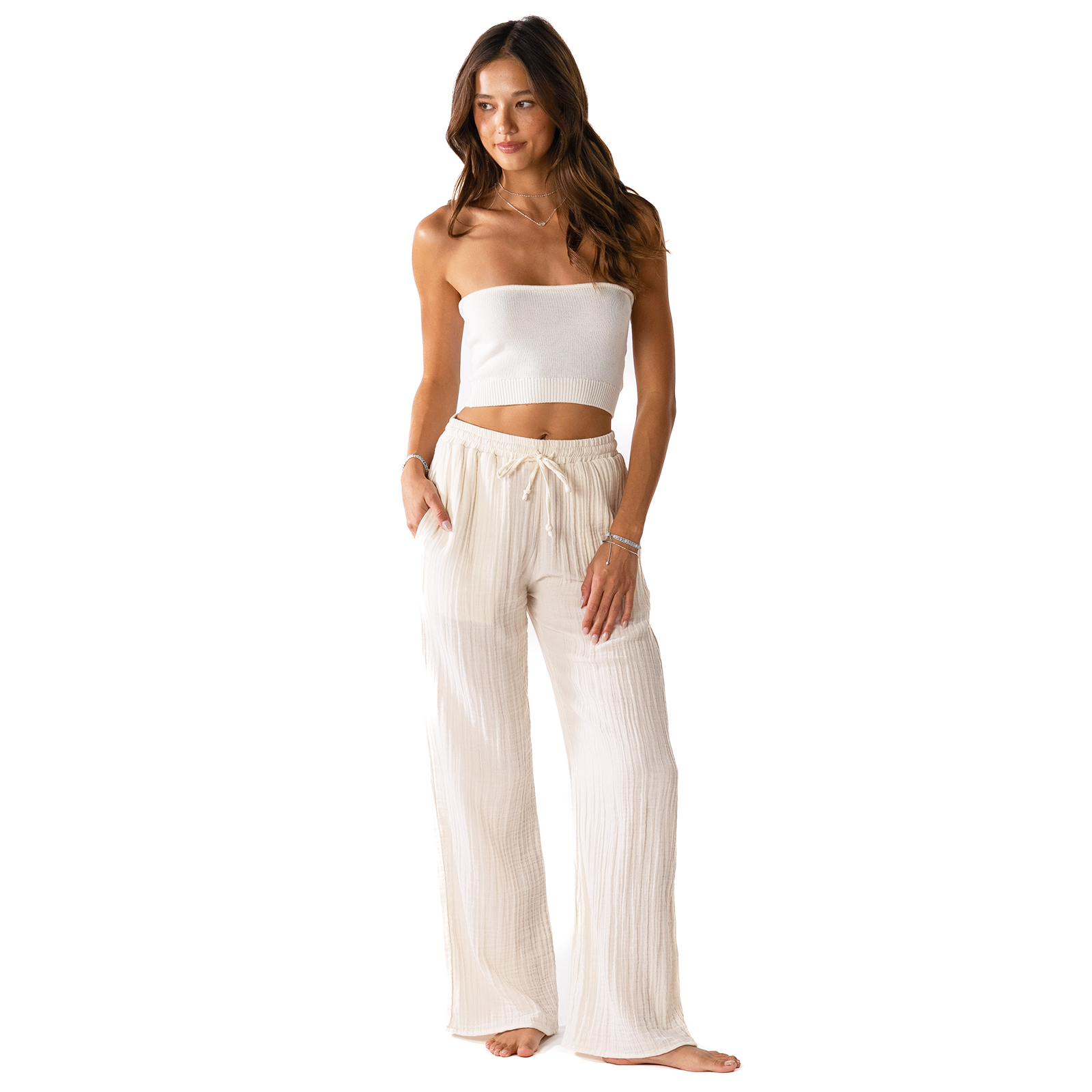 Cream Cotton Cabana Pants, view 4 — Soul Flow Apparel