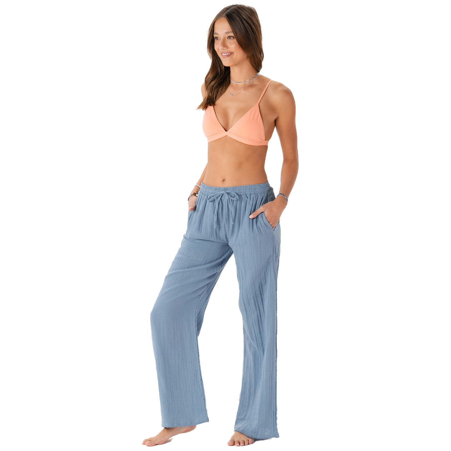Elemental Blue Cotton Cabana Pants, view 2 — Soul Flow Apparel