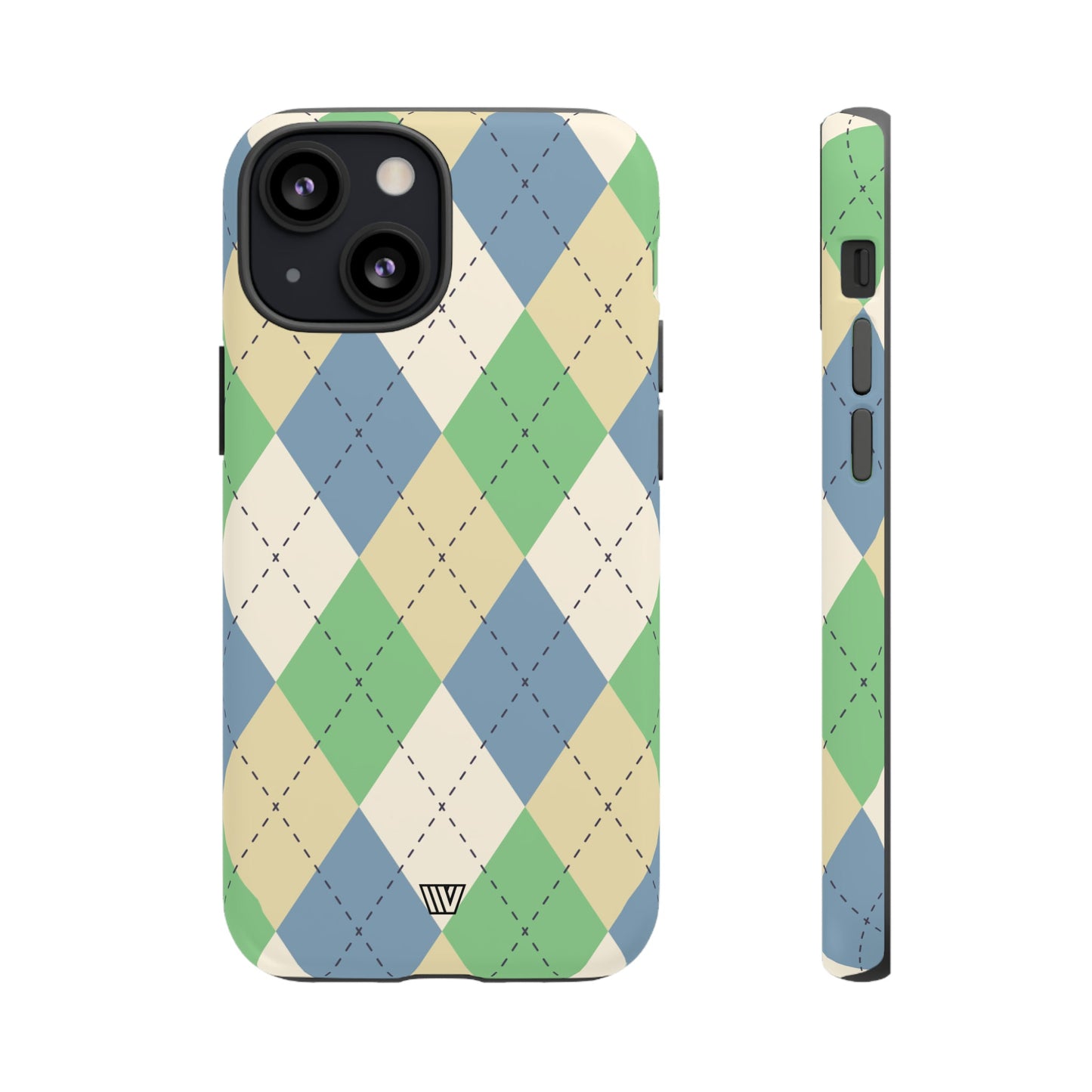 Green Blue Beige Argyle | Tough Phone Case, view 2048 — Soul Flow Apparel